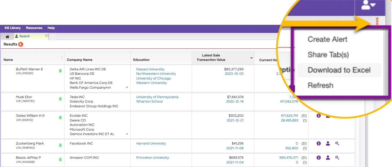 Export Insider Focus Results to Excel