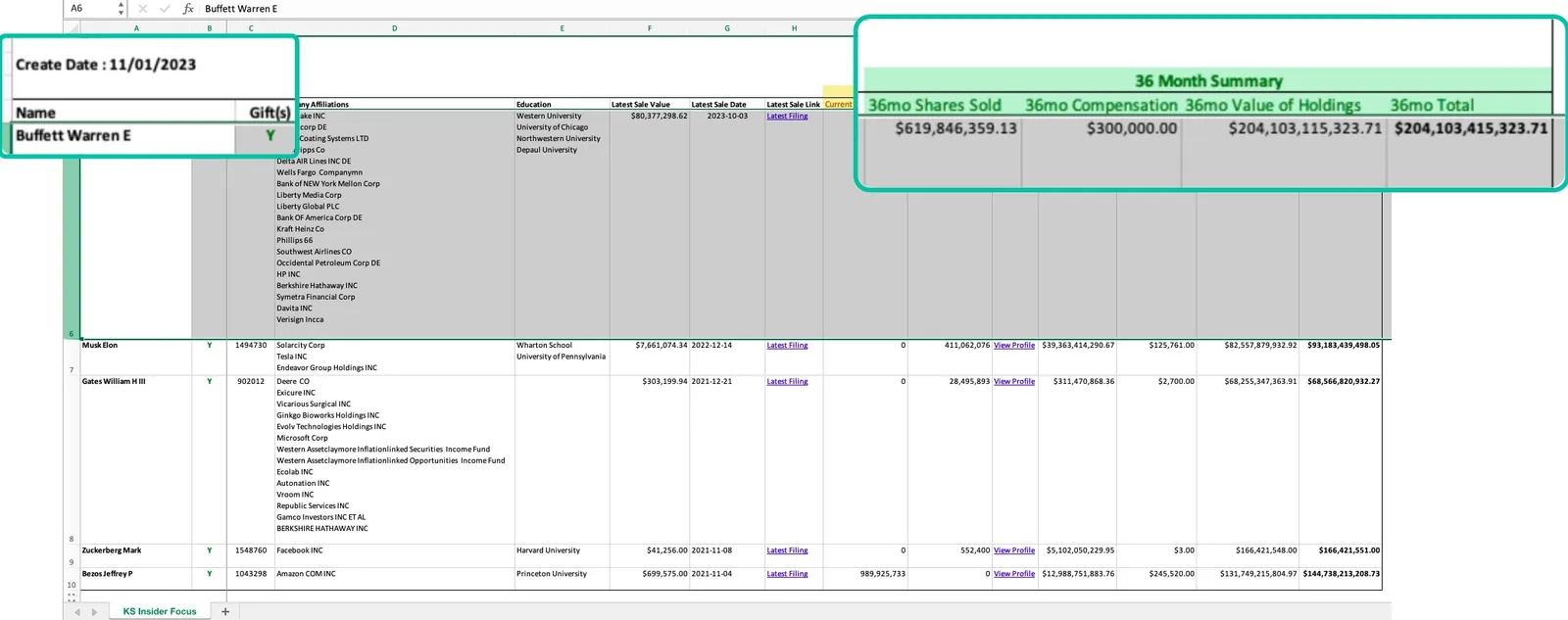 Export Insider Focus Results to Excel