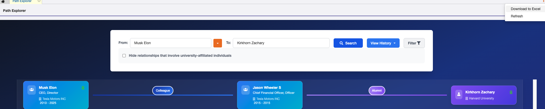 Download to Excel option in Path Explorer